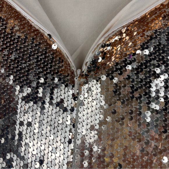 Nasty Gal Rose Gold Sequin Split Thigh Midi Skirt - Picture 4 of 12